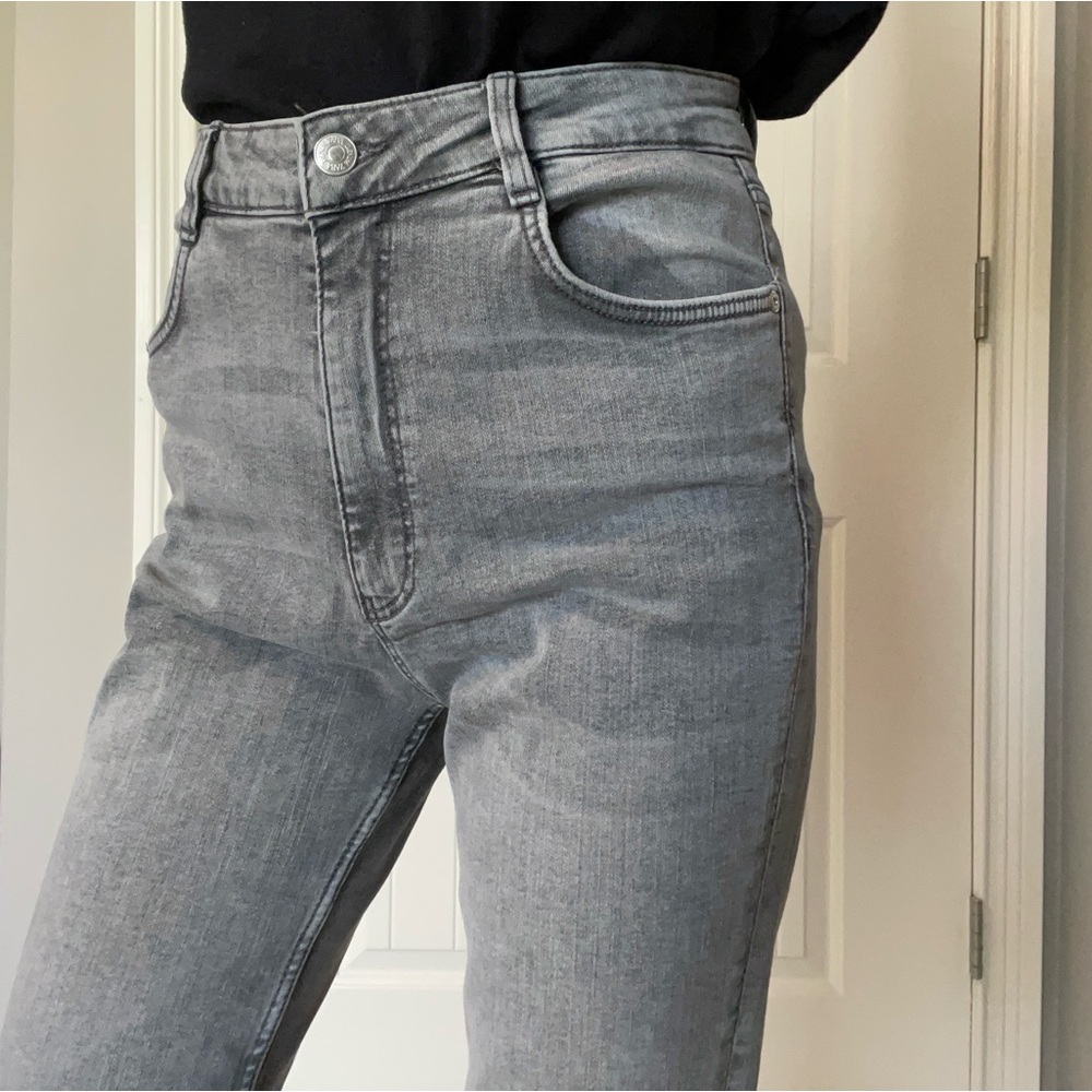Zara light gray high rise skinny jeans